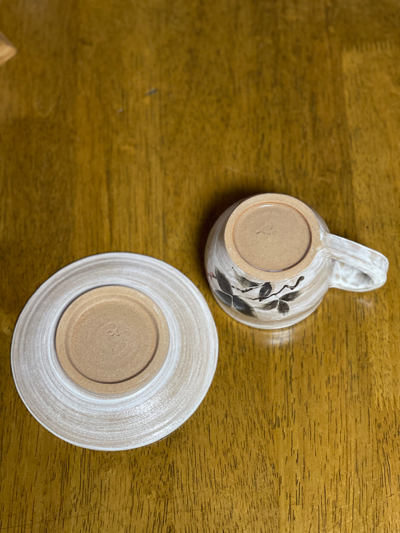 癒しの陶器　水引き手描き絵付コーヒーカップ☕️＆ソーサーB  母の日　ティーカップ 14枚目の画像