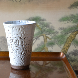【フリーカップ】　かいらぎフリーカップ　ビアカップ　★萩焼 2枚目の画像