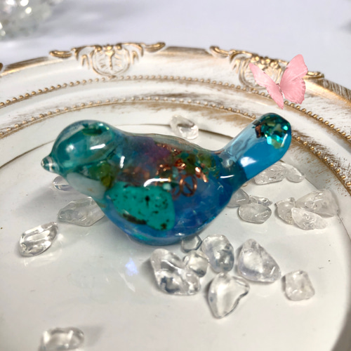 オルゴナイト 小鳥 幸せを呼ぶ 置物 風水 縁起物 天然石 パワー