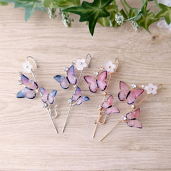 和柄蝶々-桜-のラップクローラーフックピアス・イヤリング 10枚目の画像