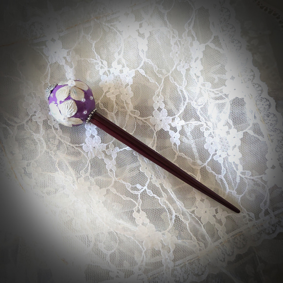 ラベンダー色＋紫陽花の玉かんざし 2枚目の画像