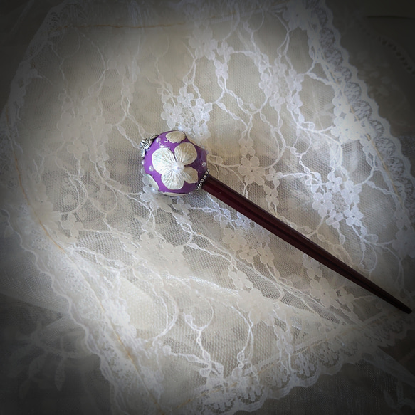 ラベンダー色＋紫陽花の玉かんざし 6枚目の画像