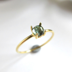 [十月生日石] 4.2mm 美麗的靛藍碧璽凸圓形戒指 第7張的照片