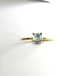 [十月生日石] 4.2mm 美麗的靛藍碧璽凸圓形戒指 第13張的照片