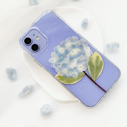 【紫陽花】押し花スマホケース iPhone15Pro・Xperia・Galaxy・AQUOSケース 3枚目の画像