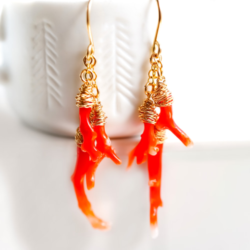 p095c【ルビー✧】象眼ピアス　K14 コート　赤　大粒　華やか　ゴージャス 血赤珊瑚のシンプルピアス – 柳澤商会 ジュエリーカタログ