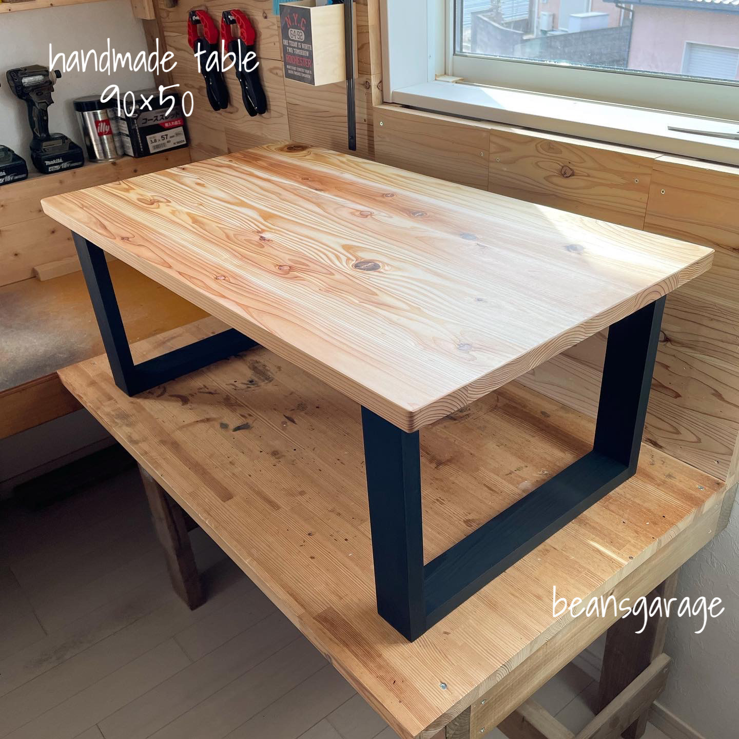 無垢ローテーブル 国産杉天板 90×50cm高さ35cm カフェテーブル
