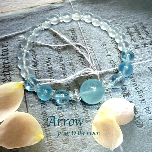 ★発色抜群★ ② ブラックトルマリンインアクアマリン　ブレスレット　鮮やかブルー ☆発色抜群☆ ② ブラックトルマリンインアクアマリン