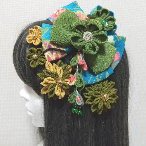 花飾り アレンジ名 つまみ細工 髪飾り 卒業式 成人式 振袖 袴