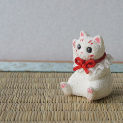 縮緬人形　豆猫十八　白　 2枚目の画像