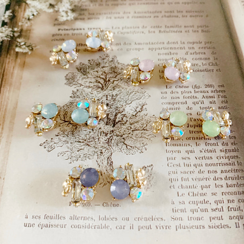Cocoシャイン ビジューピアス イヤリング ラインストーン 小さめピアス