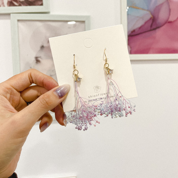かすみ草花束ピアス オーダーメイド S925 アレルギー対応 イヤリング 3枚目の画像