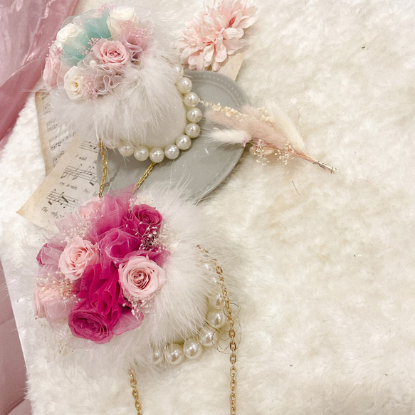 プリザーブドフラワー×パールリボン ミニサイズ インテリア プレゼント 記念日 お花 5枚目の画像