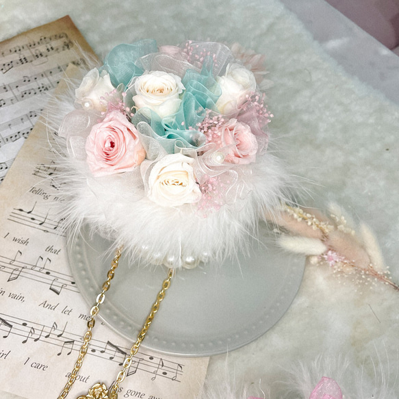 プリザーブドフラワー×パールリボン ミニサイズ インテリア プレゼント 記念日 お花 6枚目の画像