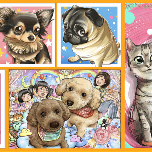ペット似顔絵オーダー ミニ額 | LUCKEYPEN工房 ペットの似顔絵