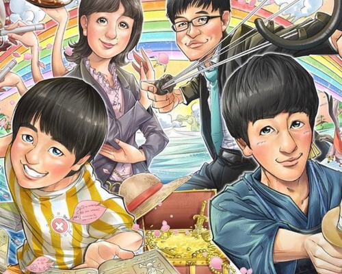 世界で1枚のオーダーメイド似顔絵★プレミアムver★家族記念 世界で1枚のオーダーメイド似顔絵☆送別☆家族☆プレゼント