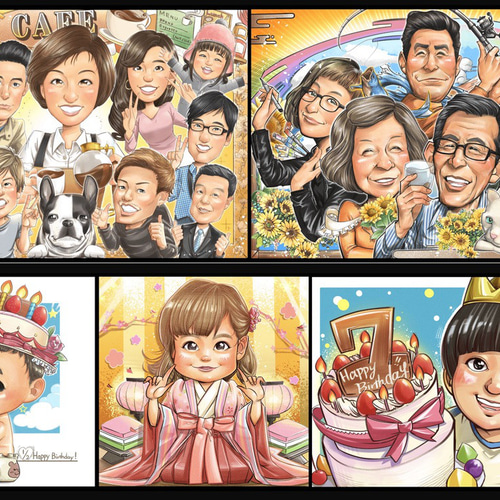 似顔絵【サンプル】オーダーメイド 夫婦 イラスト 似顔絵