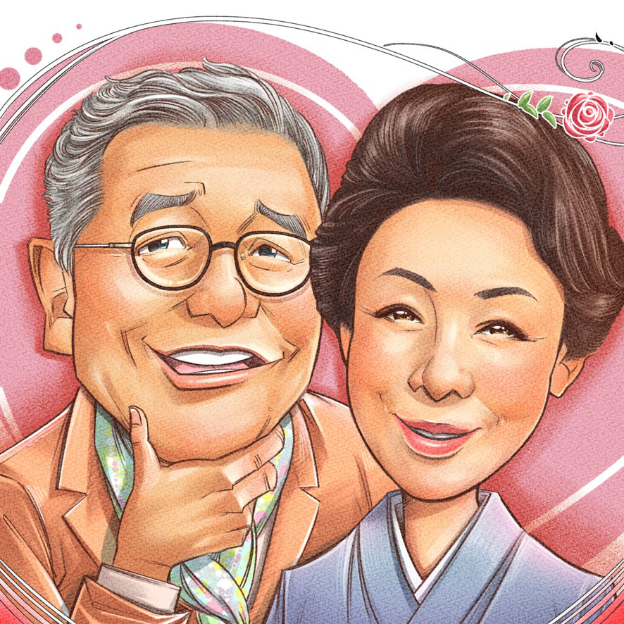 似顔絵イラスト  sampleページ☆ 似顔絵【サンプル】オーダーメイド 夫婦 イラスト 似顔絵