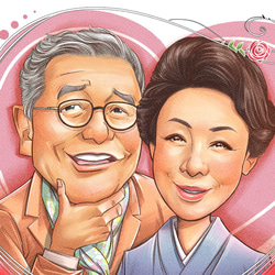 似顔絵【還暦祝い】オーダーメイド 家族 還暦 イラスト 似顔絵ショップ