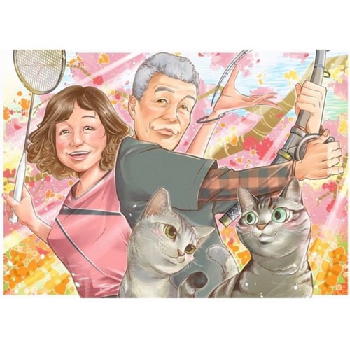 似顔絵【夫婦】オーダーメイド ペット ギフト イラスト 似顔絵