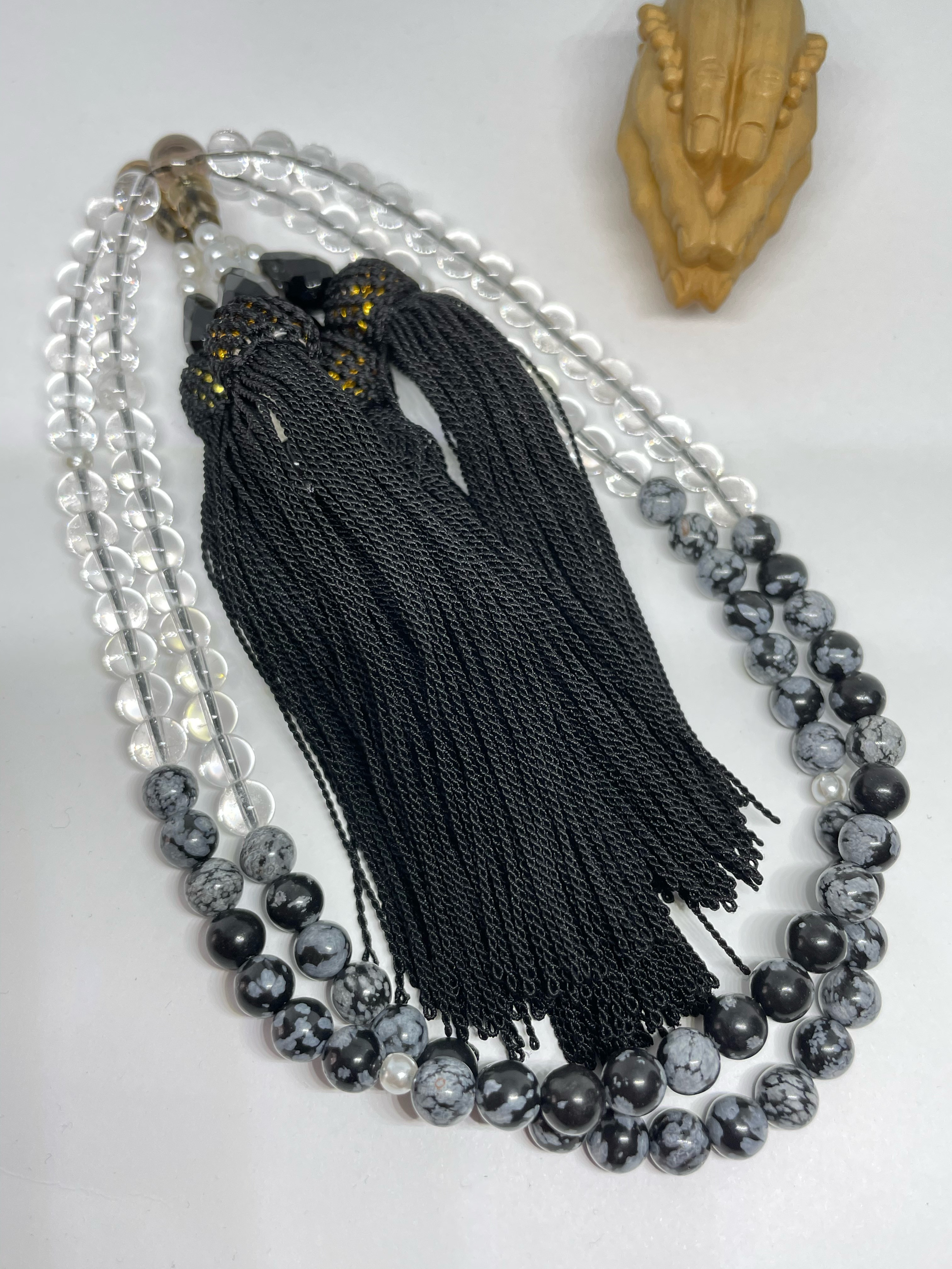 全宗派共通✳︎本式108珠念珠✳︎スノーフレークオブシディアン  ✳︎数珠