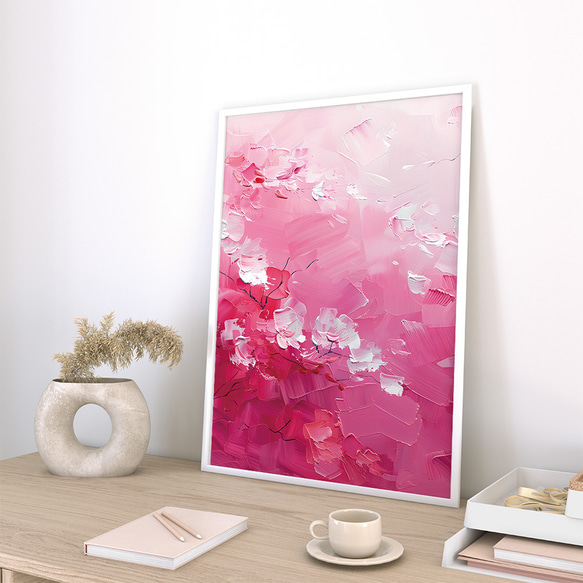 桜のペイントポスター / i1727 / サクラモチーフ　抽象画　インテリアポスター 3枚目の画像