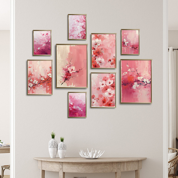 桜のペイントポスター / i1723 / サクラモチーフ　抽象画　インテリアポスター 7枚目の画像