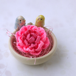 &lt;母親節禮物&gt;康乃馨和虎皮鸚鵡（陶器小包和花胸針） 第6張的照片