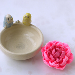 &lt;母親節禮物&gt;康乃馨和虎皮鸚鵡（陶器小包和花胸針） 第5張的照片