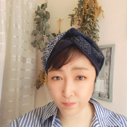 [限量版3] Nekonokaori｜Aizome &amp; Kanoko Shibori Hair Turban 第2張的照片