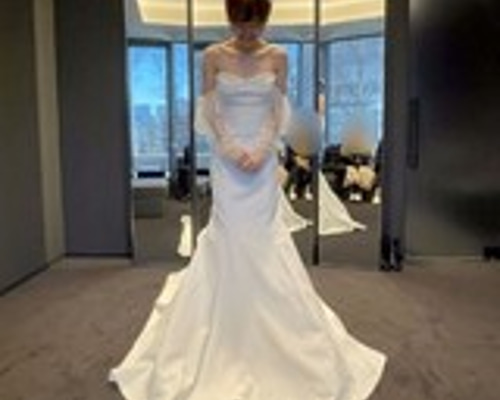 オーダーメイドのウェディングドレス♡ サイズオーダー可】ソフトサテンオフショルウエディングドレス