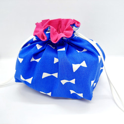 ハンドメイドお弁当袋 白×シルバーラメストライプ×薄パープル