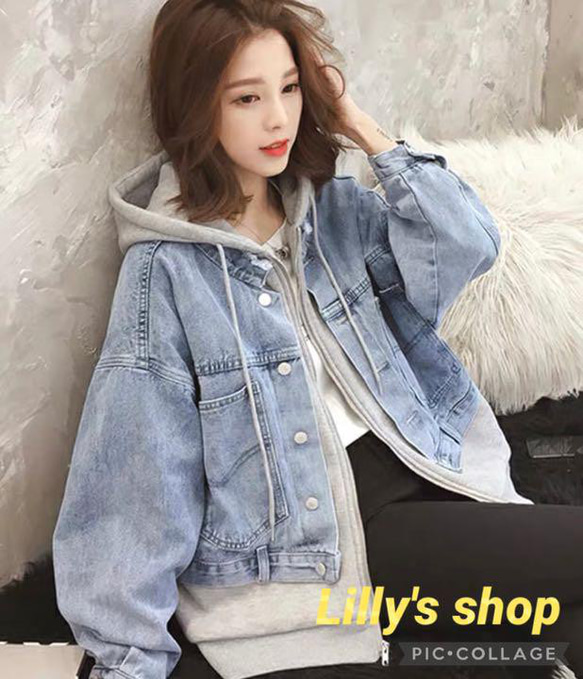 Lillys 秋冬コーデ❤️デニムジャケット レディース パーカー アウター