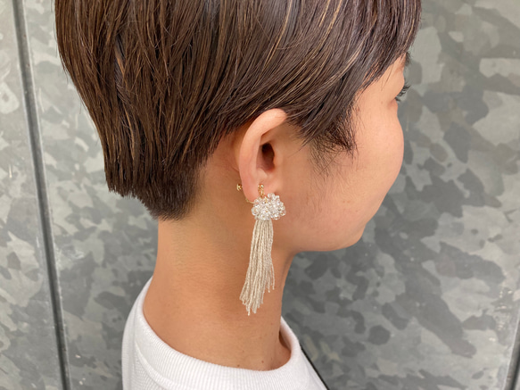 tsubu×tassel/clear＆natural 14kgfピアス 4枚目の画像