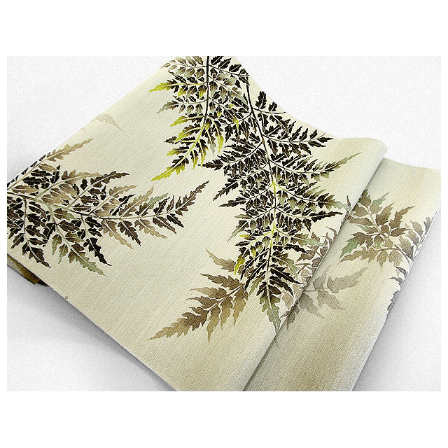 袋帯（羊歯群生）（グレー色）