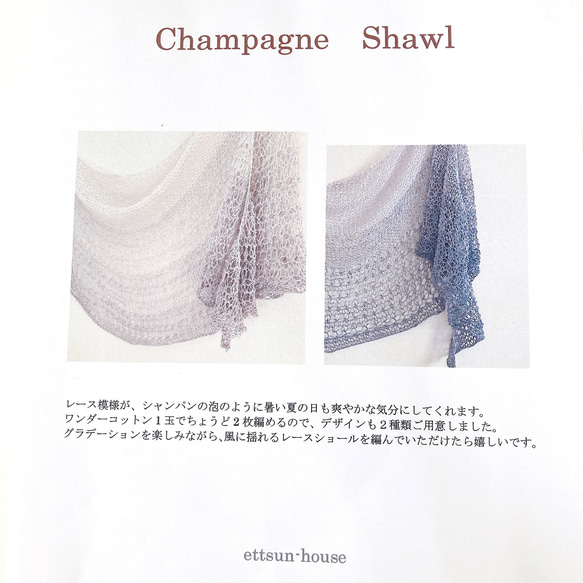 レースショール Champagne Shawl(編み図) 1枚目の画像