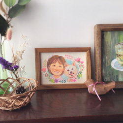 似顔絵を母の日のプレゼントに!　お花いっぱいの似顔絵(B6サイズ・フレーム無し) 2枚目の画像