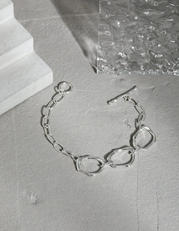 アンバランス　デコボコ　チェーンマンテル　シルバーブレスレット 3