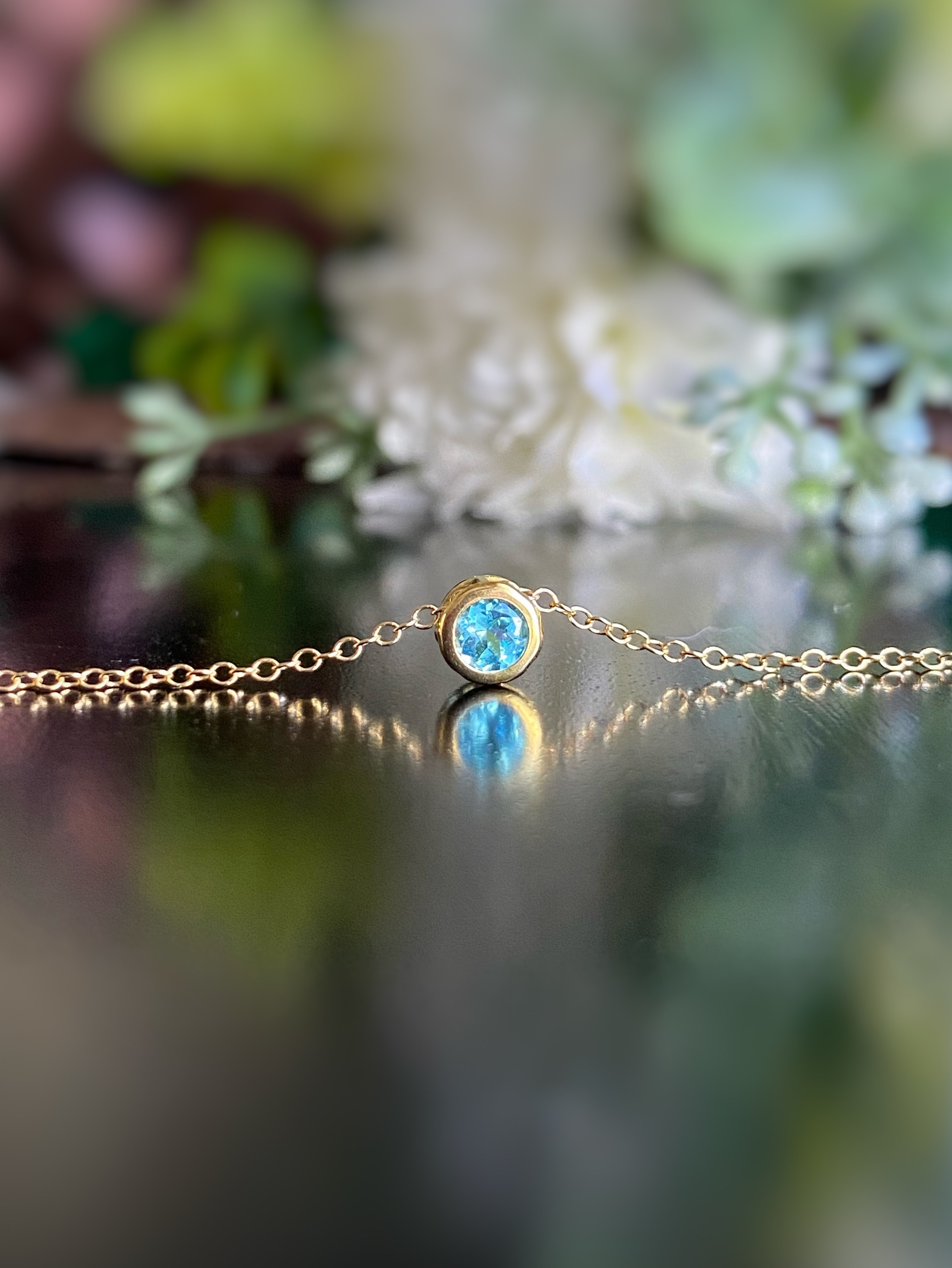 レア！ パライバカラー☆ アパタイトAAA  ベゼルネックレス 4mm 14kgf/sv925 ミントグリーン