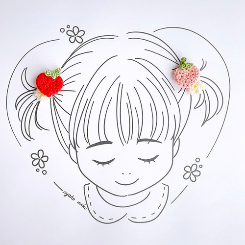 ♡花いちご♡ベビーヘアクリップ ♡花いちご♡ベビーヘアクリップ baby hair clip～ﾍﾞﾋﾞｰﾍｱｸﾘｯﾌﾟ