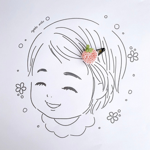 ♡花いちご♡ベビーヘアクリップ 4点セット* ベビーヘアクリップ ベビーヘアピン 赤ちゃんヘアクリップ