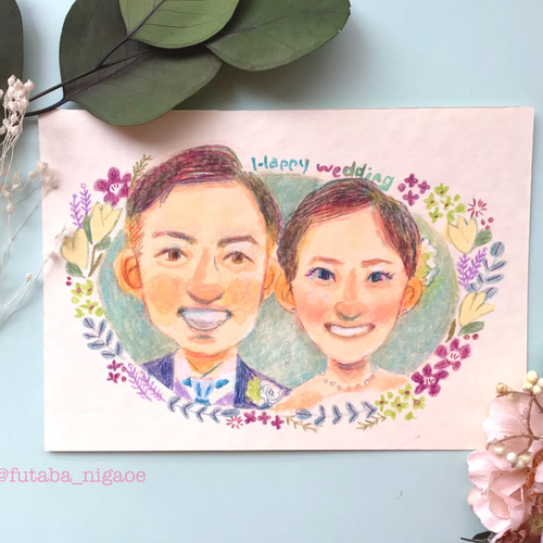 2名さま　ポストカードサイズ【似顔絵オーダー】ホワイトフレーム 送料無料】シンプル似顔絵ポストカードサイズ - MARCIEBABE'S