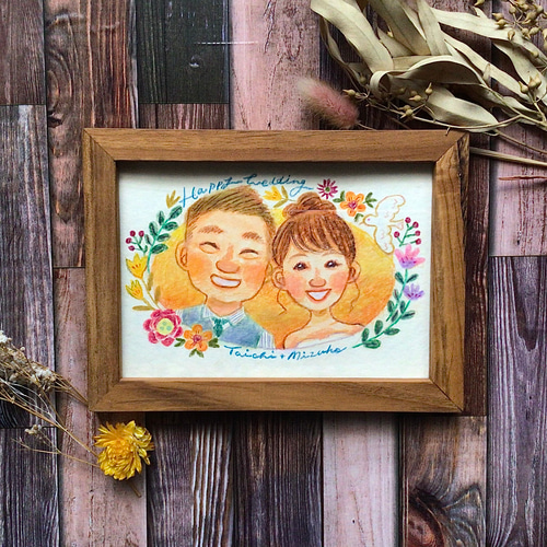 イラストによる「文字絵」のウェルカムボード 結婚祝 プレゼント 贈り物 尾鰭堂 イラストによる「文字絵」のウェルカムボード 結婚祝 プレゼント