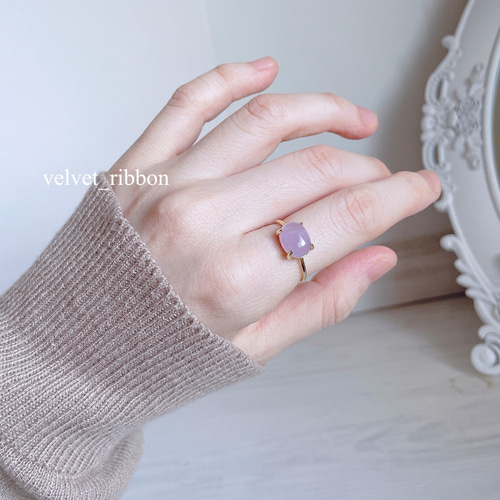 ラベンダージェード silver925 18kgp リング オーバル 指輪 ゴールド