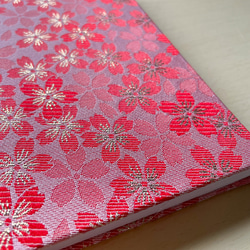 織り生地　たくさんの桜模様/見開きタイプ御朱印帳 3枚目の画像