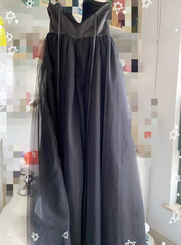 カラードレス 黒色 優雅なシルエット キャミソール　Vバック　トレーンタイプ 3枚目の画像