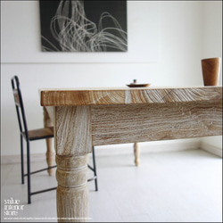 オールドチークダイニングテーブルWWⅡ 食卓テーブル 机 チーク材 古材家具 引出二杯 デスク 総無垢 シャビー 6枚目の画像