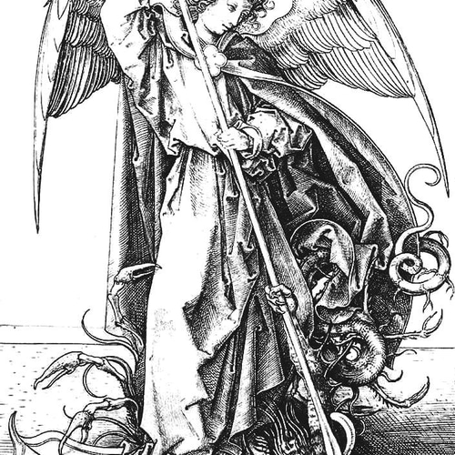 マルティン・ショーンガウアー 大天使ミカエル ドライ Tシャツ 名画