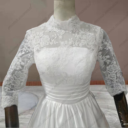 レースハイネック ブライダル ウェディングドレス 前撮り 結婚式ドレス 412 3枚目の画像