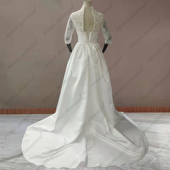 レースハイネック ブライダル ウェディングドレス 前撮り 結婚式ドレス 412 2枚目の画像